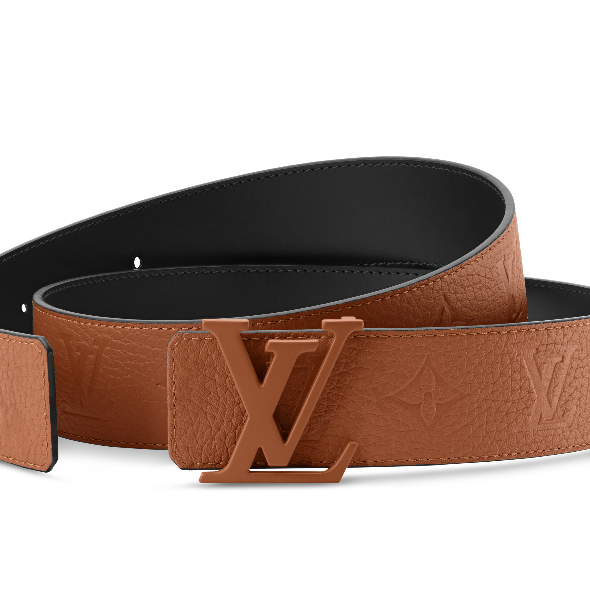 vo o LOUIS VUITTON ブラウンベルト M68038 LV Initiales Taurillon Monogram 40mm Reversible Belt - Accessories
